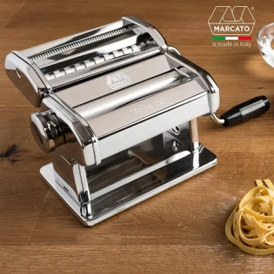 Marcato Atlas 150 Pasta Machine with Cutter and Hand Crank, Made in Italy image {1}