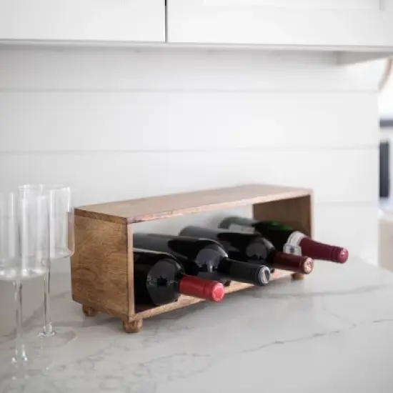 Natural Wood Wine Bottle Holder - Foreside Home & Garden image {5}
