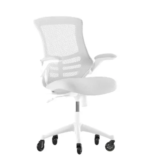 Flash Furniture Kelista Mid-Back Swivel Ergonomic Task Office Chair with Flip-Up Arms and Transparent Roller Wheels image {12}