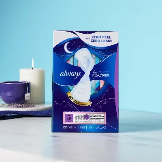 Always Infinity Extra Heavy Absorbency Overnight Sanitary Pads with Wings - Unscented image {6}