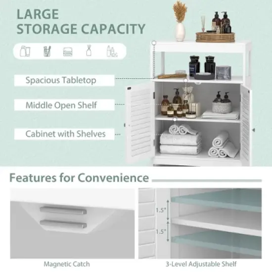 Costway Bathroom Floor Cabinet Free Standing Storage Organizer w/ Double Shutter Doors image {6}