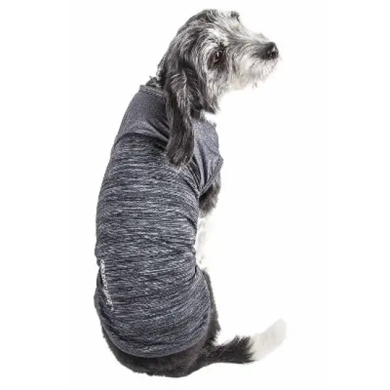 Pet Life Active Aero-Pawlse Heathered Quick-Dry and 4-Way Stretch Dog and Cat Tank Top T-Shirt - Black image {1}