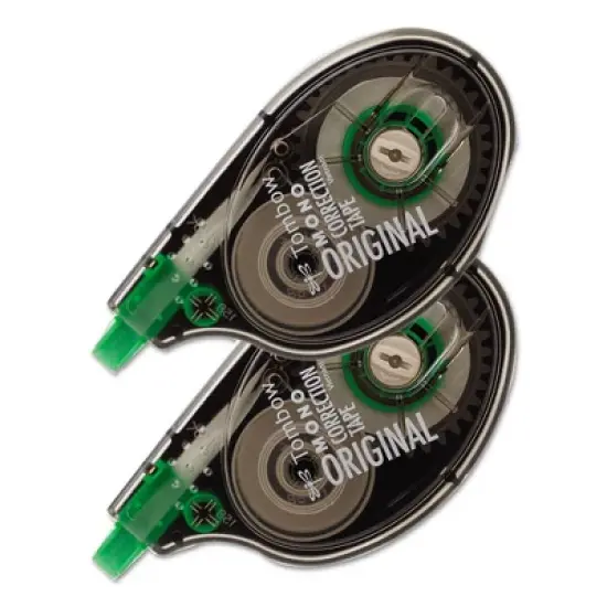 Tombow Mono Correction Tape, Non-Refillable, Gray/Clear Applicator, 0.17" x 394", White Tape, 2/Pack image {1}
