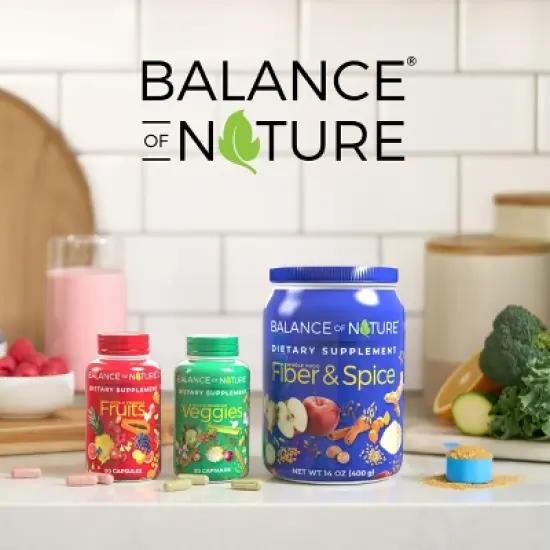 Balance of Nature Fruits & Veggies - Whole Fruit and Vegetable Ingredients for Women, Men, and Kids - 90 Fruit Capsules, 90 Veggie Capsules - 1 Set image {6}