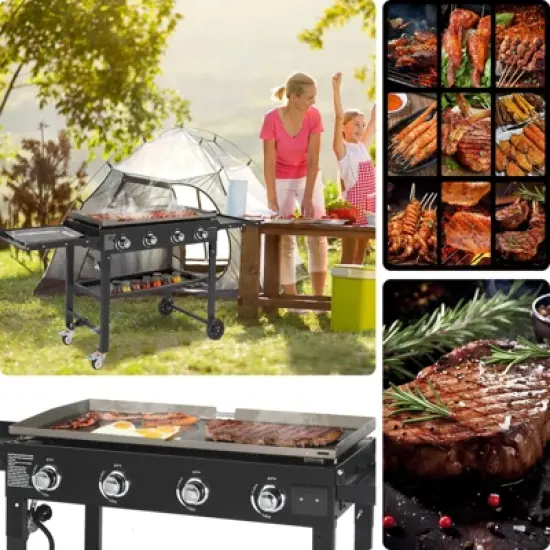 SUGIFT 4-Burner Flat Top Gas Griddle Cooking Station - Foldable Portable Propane Grill image {2}