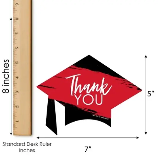 Big Dot of Happiness Red Grad - Best is Yet to Come - Shaped Thank You Cards - Red Graduation Party Thank You Note Cards with Envelopes - Set of 12 image {4}