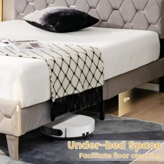 Costway Bed Frame Upholstered Platform Mattress Foundation with Storage Headboard image {6}