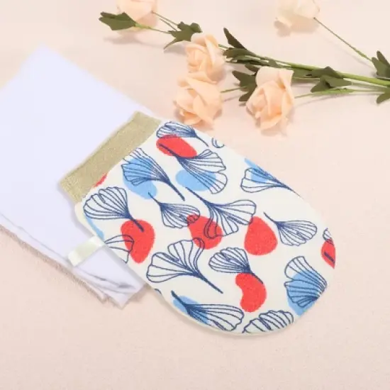 Unique Bargains Double Side Elastic Shower Gloves 8.35"&times;5.31" 1 Pc image {1}