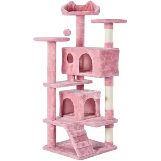Yaheetech 54"H Cat Tree with 2 Condos for Kittens Small Cats image {15}