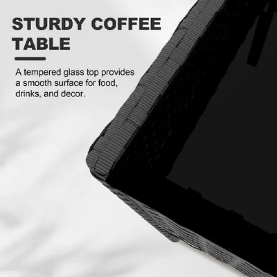 4-Piece All-Weather Patio Set - UV-Resistant PE Rattan & Rust-Proof Iron, Ergonomic Chairs, Tempered Glass Table for Indoor/Outdoor image {4}