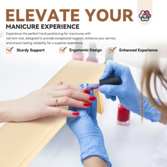 SAVILAND Pro Salon Armrest System - Solid Wood Base w/Leather & Memory Foam Ergo Cushion.(Beige) image {2}