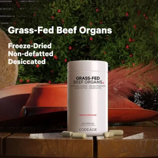 Codeage Grass-Fed Beef Organs Pasture-Raised Non-Defatted Glandular Supplement - 180ct image {7}