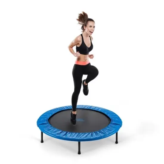 Machrus Upper Bounce Mini Trampoline with Adjustable Handbar &ndash; Round Foldable Rebounder Fitness Trampoline for Kids & Adults image {12}