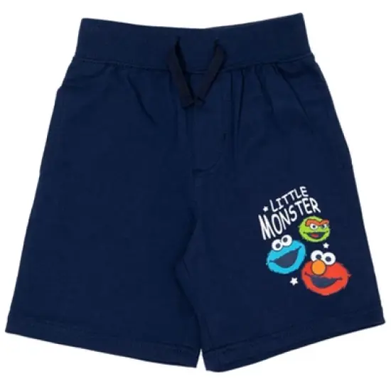 Sesame Street Elmo Grover Oscar the Grouch French Terry 3 Pack Shorts Blue / Grey / Red  image {1}