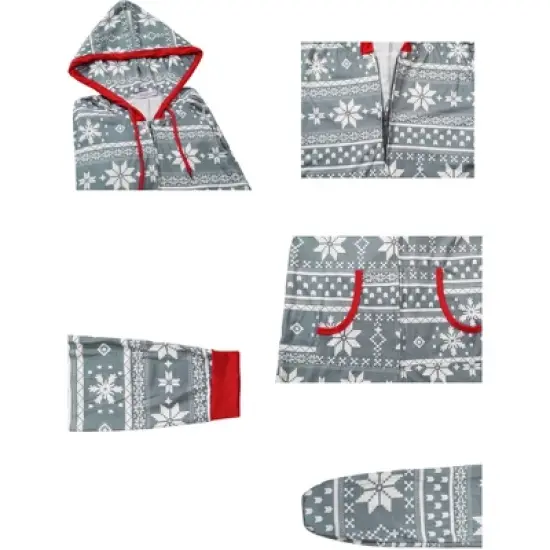 cheibear Christmas Family One Piece Romper PJ's Zipper Jumpsuit Xmas Party Loungewear with Pockets image {3}