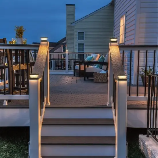 C Cattleya 3000K/5000K Black Solar LED Outdoor Post Cap Lights with Hammered Lens image {4}