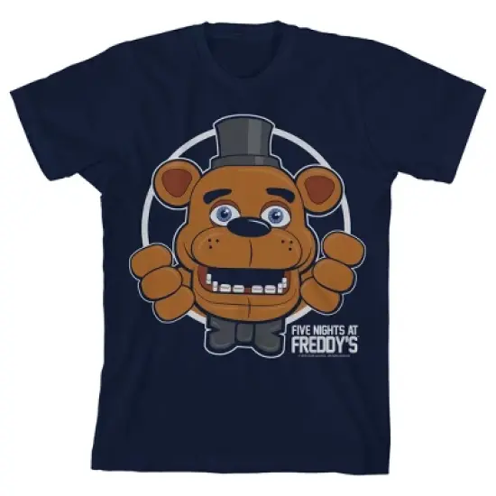 Five Nights at Freddy's Freddy Fazbear Face and Hands Boy's Navy T-shirt image {3}