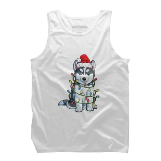 Men's Design By Humans Siberian Husky Santa Christmas Tree Lights Xmas Gifts Boys T-Shi By NekoShop Tank Top image {6}