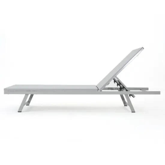 GDFStudio Simon Outdoor Mesh and Aluminum Armless Adjustable Chaise Lounges (Set of 4) image {3}