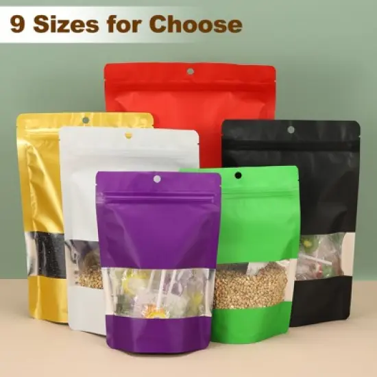 Unique Bargains Matte Metallic Aluminum Foil Zip Closure Food Storage Containers 60 Pcs image {3}