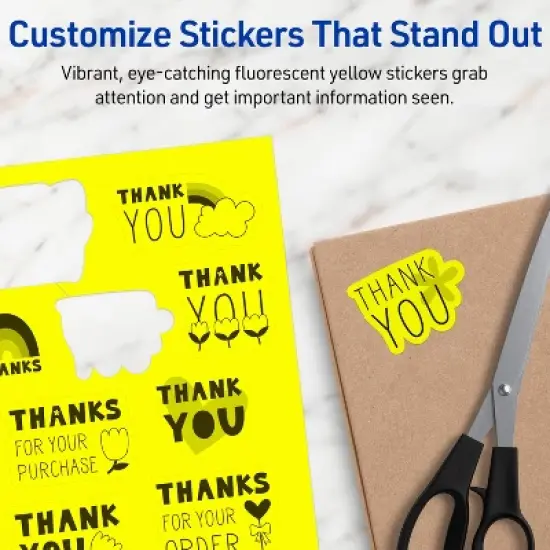 Avery Neon Yellow Sticker Paper, 8.5" x 11" Rectangle image {2}