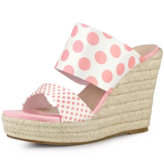 Allegra K Women's Polka Dots Platform Espadrille Wedge Heel Sandals image {8}