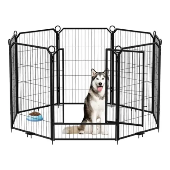 Dog Playpen for Yard, 24/32/40 Inch Metal Dog Fence 8/12/16 Panels for Large/Medium/Small Dogs Indoor & Outdoor image {13}