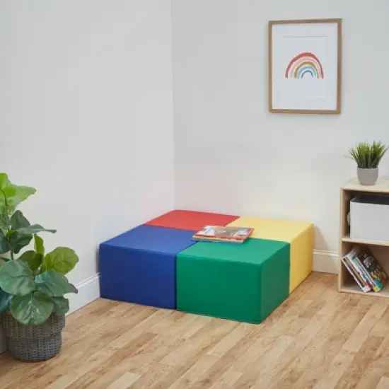 ECR4Kids SoftZone Square Foam Ottoman, Flexible Seating, 12in Seat Height, 4-Piece image {8}
