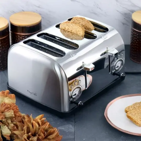 MegaChef 4 Slice Wide Slot Toaster with Variable Browning in Silver image {6}