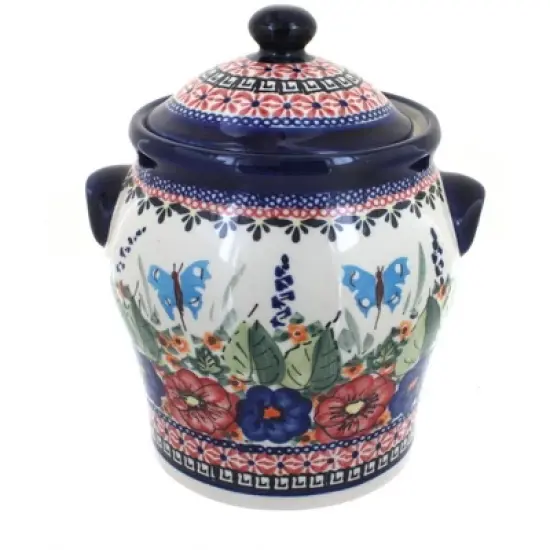 Blue Rose Polish Pottery 1100 Zaklady Large Canister image {3}