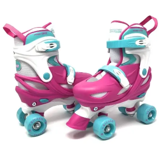 Chicago Skates Adjustable Kids' Quad Roller Skate - Pink/White image {6}