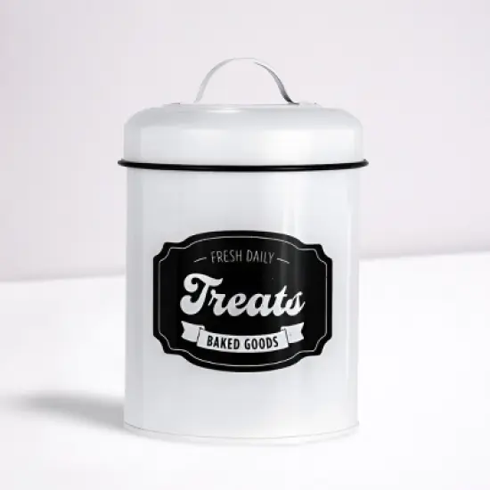 Amici Pet "Treats Baked Goods" Metal Food Canister - Airtight with Lid, 64oz Capacity, Perfect for Storing Pet Food and Treats image {4}