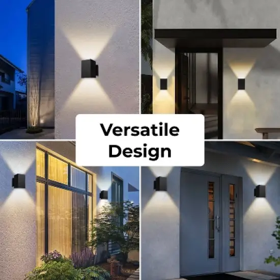 Techko Maid Outdoor Solar Wall Light Square Aluminum Metal Black Sconce image {5}