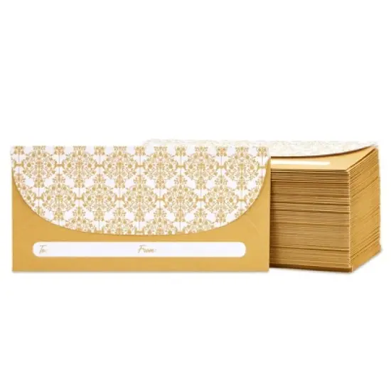 Paper Junkie 100 Pack Gold Money Envelopes for Cash Gifts, Fancy Decorative Design for Birthday, Graduations, Weddings (6.7 x 3.3 In) image {7}