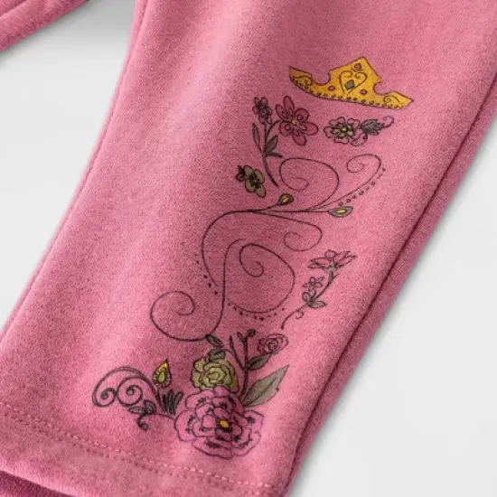 Baby Girls' 2pc Disney Princess Fleece Pullover and Jogger Set - Burgundy image {3}