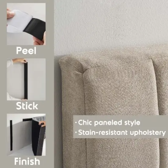 Upholstered Channel Stitched Headboard - Easy Assemble Wall Mounted Headboard with 3D Soundproof Wall Panels image {1}