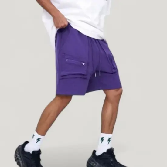 Anna-Kaci Active Men's Multi-Pocket Drawstring Waist Relaxed Fit Casual Cargo Shorts with Zipper Details image {11}