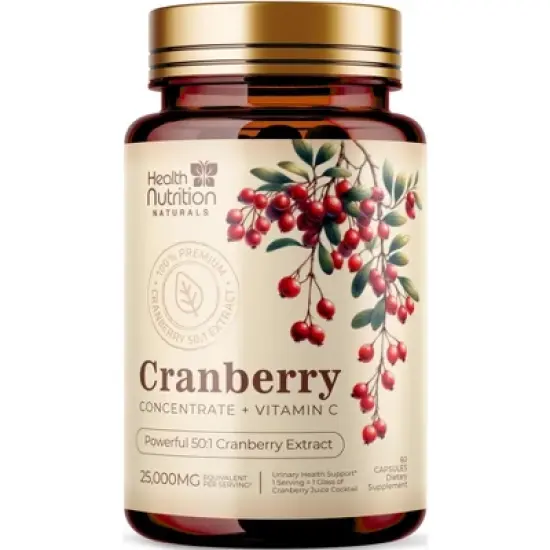 Cranberry Supplement Pills + Vitamin C - Made with 25,000mg Cranberry Concentrate Whole Fruit Extract to Help Cleanse & Support - 60 Capsules image {8}