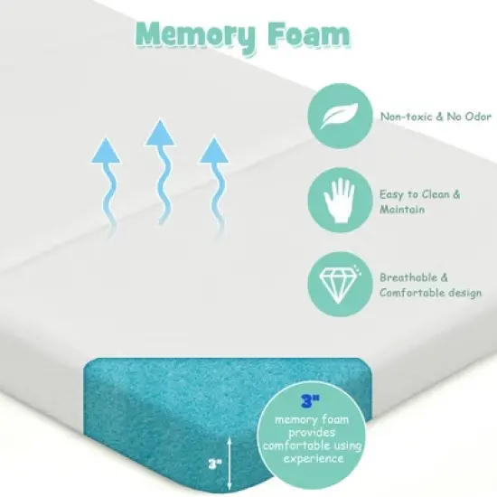 Tri-Fold Pack n Play Mattress Pad Foldable Crib Mattress Soft Memory Foam image {4}