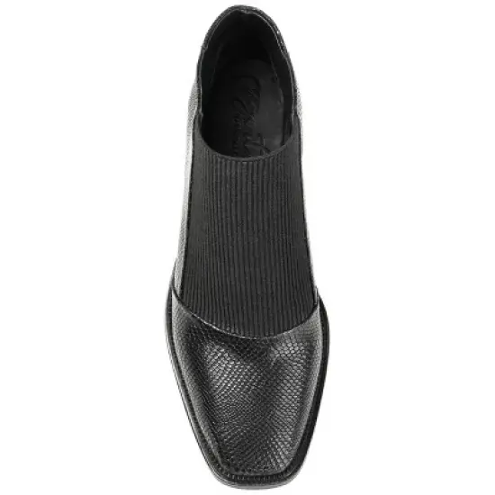 Journee Signature Womens Genuine Leather Stylla Square Toe Stacked Ankle Booties image {3}