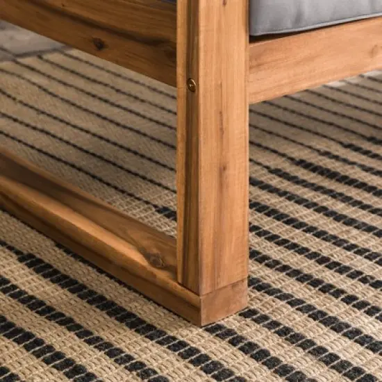 Galia Square Leg Acacia Wood Patio Loveseat with Cushions - Brown - Saracina Home image {11}