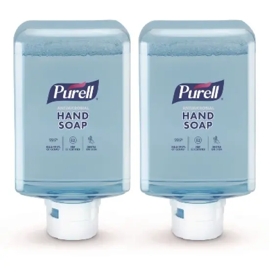 PURELL Antimicrobial Foaming Hand Soap Refill, For ES10 Dispensers, Fragrance-Free, 1,200 mL, 2/Carton image {8}