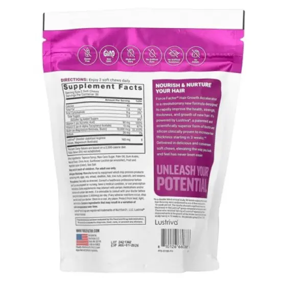 Force Factor Hair Growth Accelerator, Mixed Berry, 60 Soft Chews image {1}