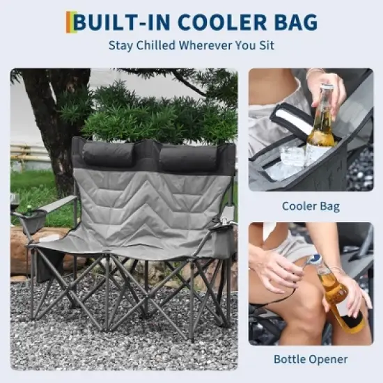 Oversized Double Camping Chairs, Heavy Duty Padded Loveseat Chair - 900Lbs Support for Adult image {6}