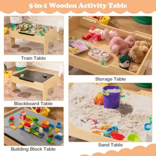 Costway All-in-One Kids Activity Table with Reversible Blackboard & Map Tabletop image {8}