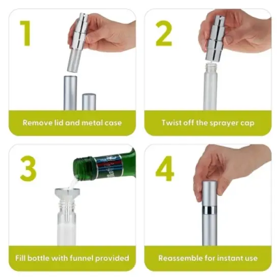 True Martini Atomizer Bar Mister with Refillable Canister and Funnel for Vermouth Spray, Glass Canister with Stainless Steel Case, 15ml Capacity image {3}