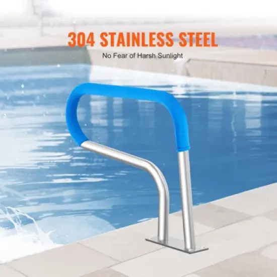 VEVOR Pool Handrail, 32 x 23 inch Pool Railing, Stainless Steel with Base Plate for Indoor/Outdoor Pools,Swimming Pool Safety Railing, Silver image {2}