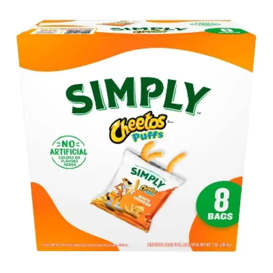 Cheetos Snack Pack Simply White Cheddar Puffs Multipack- 8ct/7oz image {10}