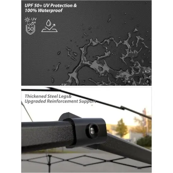 10x10 Foot Commercial Canopy, Heavy Duty Outdoor Shelter with 3 Side Panels, Simple One-Person Setup, Perfect for Events & Markets image {3}