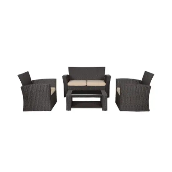 WestinTrends  4-Piece Modern Patio Conversation Sofa Set with Cushions image {11}